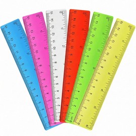 Zonon 6 Pcs 6 Inch Ruler Bulk Colorful Plastic Flexible Straight Metric Rulers with Centimeters and Inches Drafting Measuring Tool for Classroom School Students Education