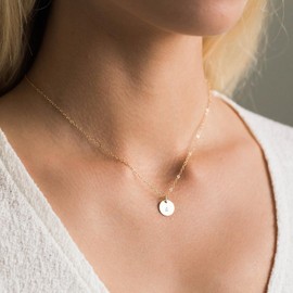 Initial Necklaces for Women, Dainty Gold Necklace for Women, 14K Gold Plated Initial Necklace Letter Necklace Dainty Gold Name Necklace Disc Pendant Necklace for Women Trendy Gold Jewelry