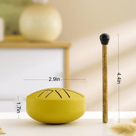 Steel Tongue Drum 3 Inch, Handpan Drum Percussion Instrument for Meditation Entertainment Musical Education Concert Mind Healing Yoga, Percussion Instruments,Hand Pan Drum, Drum Mallets (Black)