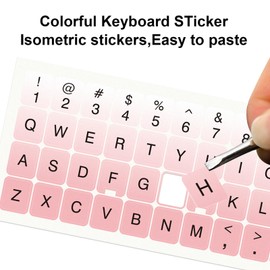 Lucocia 2PCS Universal English Keyboard Stickers, Computer Keyboard Sticker, Replacement English Keyboard Stickers, Keyboard Letters Replacement Stickers, for PC Laptop Desktop Computer (Pink)