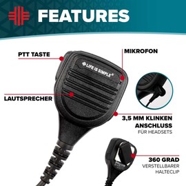 Motorola Speaker Microphone with PTT Button | Speaker Microphone for Motorola Radios | Suitable for Motorola MTP850S and Motorola DP Series | IP54 Protection - Splash and Dust Proof