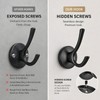 Ruiziiz Towel Hooks-Coat Robe Hooks-Heavy Duty Metal Double Bathrobe Hook-Black