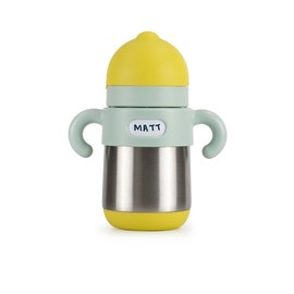 Meroware [MATT Thermo Bottle (Yellow/Mint)] Stainless Steel Straw Water Bottle for Kids to Keep at the Optimal Temperature Anytime, For Toddlers