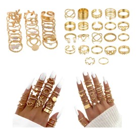 Anillos Ajustable Sortija Set De 46 Pz Dorados Mujer Joyerí