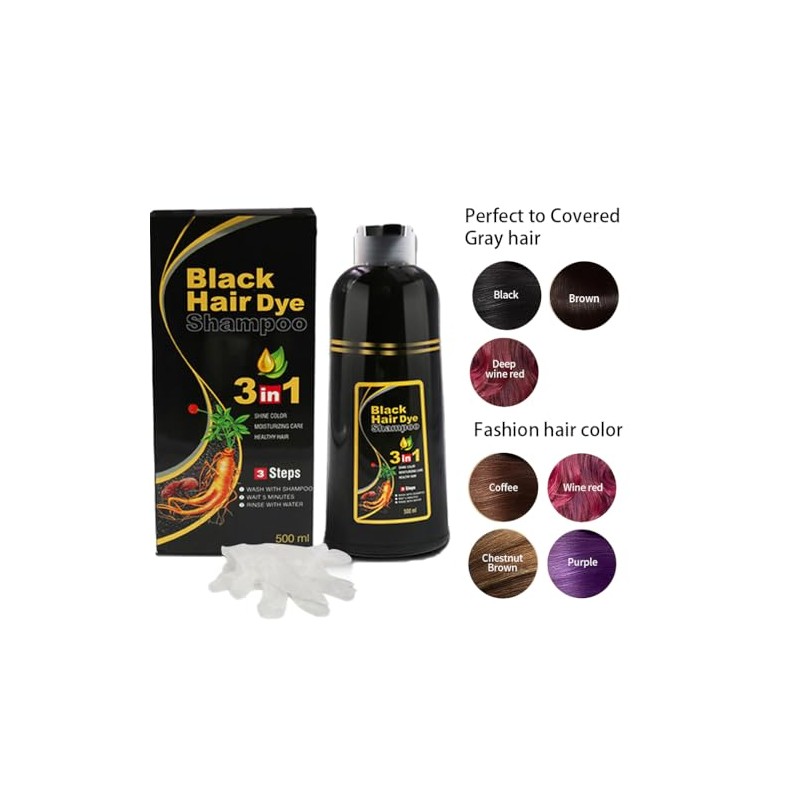 Champú Tinte Café 3 En 1, Champú Herbal Fórmula de