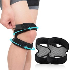 2 pcs Negro Rodillera Ajustable con Soporte Rótula, Estabilizador Deportes
