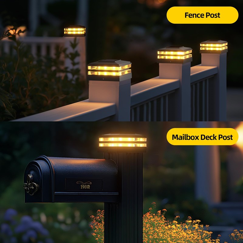 EXCMARK 4x4 Solar Post Cap Lights Outdoor Waterproof 8 Pack