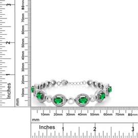 Gem Stone King Oval Gemstone Birthstone Tennis Bracelet For Women | 925 Sterling Silver | Oval 7X5MM | 7+1 Inch Extender | Gifts for Her Mom Women Wife | Nano Emerald-May
