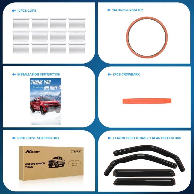 Nilight in Channel Rain Guards for Ford Bronco Sport 2021-2024