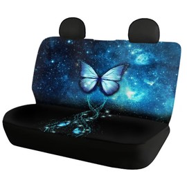 Howilath Blue Galaxy Butterfly Printed Car Seat Covers Full Set Universal Fit Front & Back Seats Cover, Comfortable Breathable Fabric Cushion
