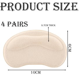 4 Pairs Shoe Heel Pads, Heel Cushion Pads Anti-Slip Heel Grips, Heel Grips for Ladies Shoes Too Big, Heel Cushions for Ladies Shoes, Heel Protectors Prevent Heel Slipping Out, Rubbing and Blisters