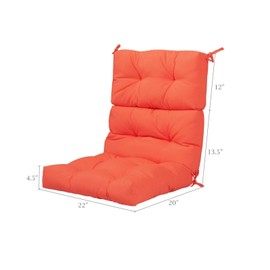 Orange High Back Chair Cushion Patio Seating Chair Pad Back and Seat Cushions Thick High Resilience Sponge Waterproof Polyester Fabric Help Release Fatigue and Strain Perfect for Indoor Outdoor Use