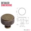 Decoranddecor Amelia Knurled 35mm Round Kitchen Cabinet Furniture Knobs Aluminium