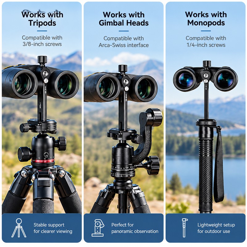 Binocular Tripod Adapter for Steadier, Hands-Free Viewing – Arca-Swiss Compatible