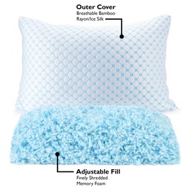 Greaton, Gel Memory Foam Sleeping Pillow – Pressure Relief for Neck & Shoulder, Adjustable Height, Cooling Breathable Cover, for Side, Back & Stomach Sleepers, Set of 2, 25" x 15", White