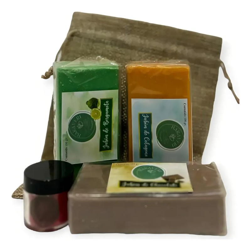 Pack x3 Jabón Artesanal HARAVERI 100g Baba Caracol Papaya Caléndula