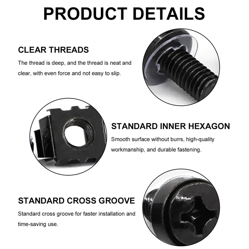 M6 Cage Nuts, Cage Nut Mounting Screws, 20 Cabinets Network