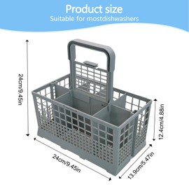 Besteckkorb Spülmaschine mit Abnehmbarem Griff, Universal Ersatzteil Kompatibel mit Bosch Siemens Neff Whirlpool Hotpoint Indesit Ariston, 24 x 13,9 x 12,4 cm, Einsatz für Unterkorb