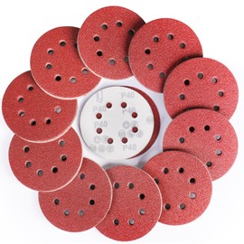 Sruhrak Pack of 70 Sanding Discs 125 mm Velcro Sandpaper 8 Hole 40 Grit Discs Set for Bosch Random Orbital Sander