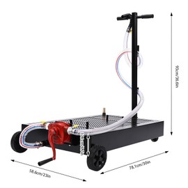 CUBELLIN 15 Gallon Oil Drain Pan Low Profile Oil Drain Pan with Manual Pump & Foldable Handle, 7.2Ft Hose Large Oil Drain Pan Portable Oil Drain Cart for Cars, SUVs, RVs
