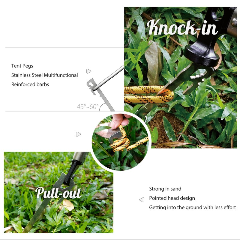 6pcs 420 Stainless Steel Canopy Tent Stakes Thickened High Hardness