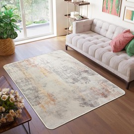 Calore - Alfombra Abstracta Moderna y Suave, Antideslizante, para Interiores, con Estampado de alfombras, para Sala de Estar, recámara, Comedor (Abstracto/Gris, 2.6 ft x 3.9 ft (80×120cm))