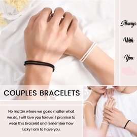 VU100 Couples Gifts, Matching Couples Bracelets Gifts for Him and Her Long Distance Relationship Bracelet Christmas Birthday Anniversary Valentines Day Gifts for Boyfriend Girlfriend Wife Husband