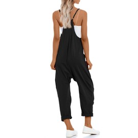 UNIANKIYA One Piece Jumpsuits for women V Neck Sleeveless Loose Fit overalls Spaghetti Strap Harem Long Pants with Pockets