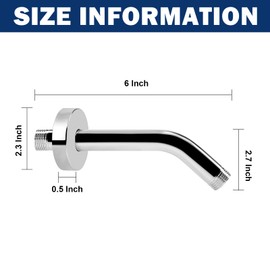 NearMoon Shower Arm with Flange, Made of 304 Stainless Steel Shower Extension Extender Pipe, Wall-Mounted for Fixed Bathroom Showerhead, Never Rust (6 Inch, Chrome Finish)