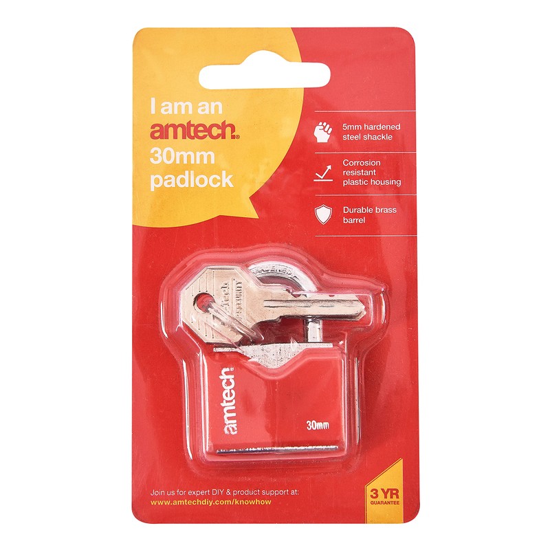 Amtech T0703 30mm Rhombic Chrome Plated Iron Padlock