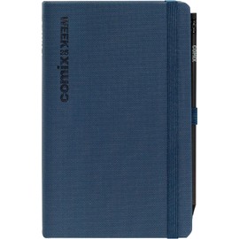 COMIX, Large - Weekly Planner 2025 12 Months, Closure with Elastic Band and Elastic Loop for Pencil or Pen, Comix Pen Included, Double Bookmark - 13 x 21 cm, Blue
