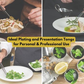 Multipurpose Stainless Steel Chef Tweezers 6" Precision Serrated Food Styling Tongs for Culinary Schools, Restaurants, Baking Shops, Cooking Enthusiasts (Angled Tips)