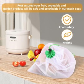Bolsas de Tela Malla,Organizador de Verduras y Frutas,Bolsas para Supermercado Gran Capacidad,Bolsas para Mandado Ligera y Transpirable, Bolsas Reutilizables 12 PCS