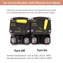 Circuit Breaker 50-300 AMP Car Fuse Circuit Breaker Manual Reset Fuse 12-48 V DC Automatic Fuse Switch for Motor Car Marine Boat Bike Stereo Audio (300A)