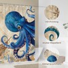 Dazzlewall Octopus Shower Curtain Retro Nautical Blue Bathroom Curtain Sea