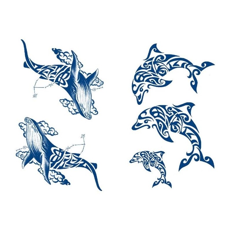 2 Sheets Tribal Tattoo Tribal Whale Tattoo Maori Dolphin Tattoo
