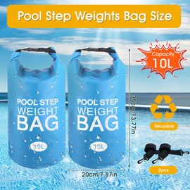 Lanathel 2 Pack Pool Step Weights, 500D PVC Waterproof Heavy Duty Pool Ladder Sand Bags for Weight w/Nylon Handle, 10L Universal Pool Step Weights/Pool Ladder Weights for Above Ground Pools (Sky Blue)