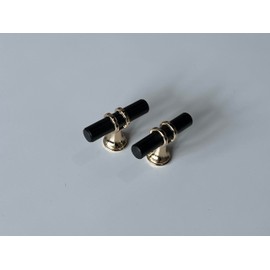 SA Home Products Cabinet and Drawer Handles, Hardware Pulls for Kitchen and Bathroom. 20-Pack JXFS 2251 Furniture Door pulls with Single Hole, Black Color paired with Golden Pole #2251BLGSP20