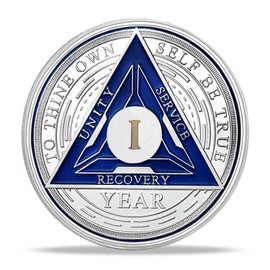 1 Year Original Triangle Sobriety Coin Set | Silver Roman Numeral AA Medallion with Protective Capsule | Recovery Anniversary Token for Men & Women | AA Sobriety Gifts for Monthly & Yearly Milestones