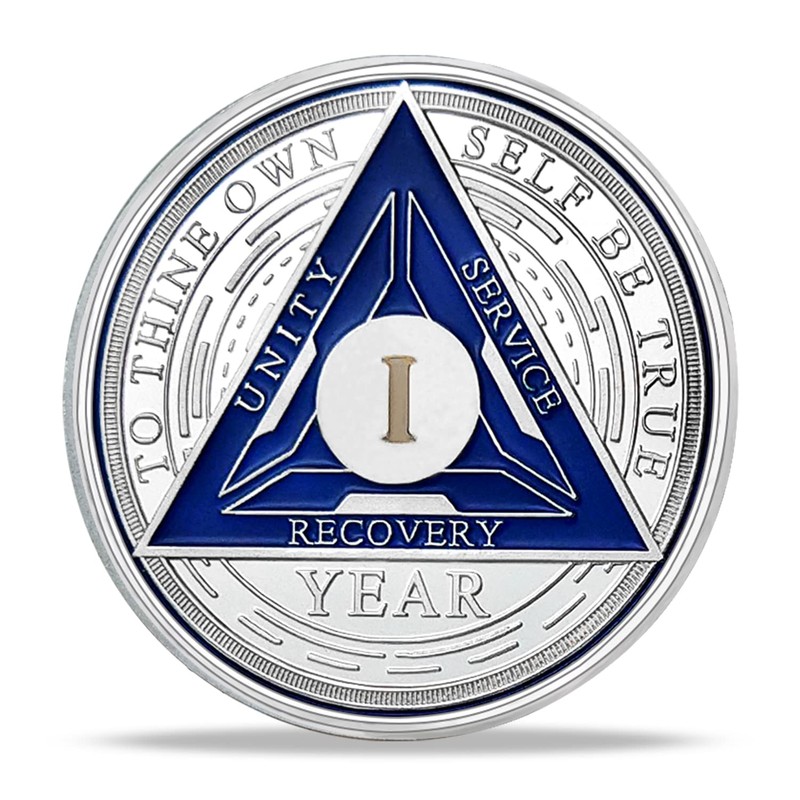 1 Year Original Triangle Sobriety Coin Set | Silver Roman