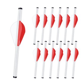 LEANPRO 12-Pack Shrink Fletch Clear Tube with 2 Inch Vanes, Stretch Arrow Wraps Universal Fit for Arrows and Bolts, DIY Archery Fletching Tool (White/Red)
