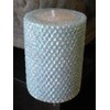 50 Hour-4 Inch Natural Beeswax Hybrid Pillar Glitter Candle, Pacific