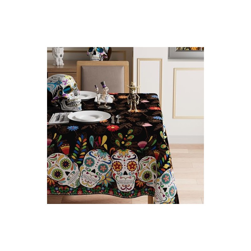 XCHI Dia De Los Muertos - Mantel rectangular lavable, estilo