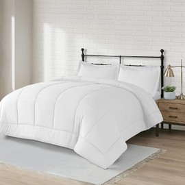 VISI-ONE Karin Maki 3 Piece Full Size Comforter Sets Brushed Microfiber Lightweight Bedding Set Quilted Micro Comforter with 2 Pillow Shams - Soft and Cozy Bed Comforter Set - White