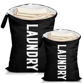 Nidoul 2 Pack Travel Laundry Bag Waterproof with Handle Dirty Clothes Storage Bags With Zips Wet Bag Suit Workout Swimming Gym Pool,Black