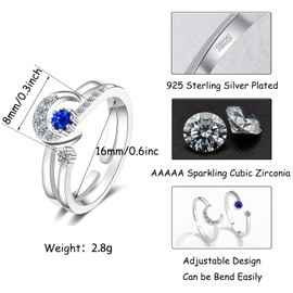 Sterling Silver Rings for Women Rings for Girls Womens Rings for Teen Girls Thumb Rings for Women Adjustable Rings for Women 925 Silver Rings Women Moon Star Rings Set Sterling Silver Ring
