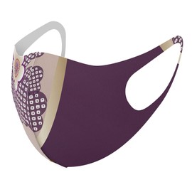 [igsticker] デザイン マスク ２枚セット ポリエステル 洗える 布マスク XLサイズ 大きめ 男性用 005248 フラワー 和風　和柄　紫　花