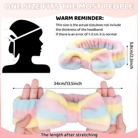 24 Pcs Spa Headband Bulk, Makeup Headbands Bow Hair Head Band Fluffy Plush Facial Shower Spa Elastic Headband for Women Cosmetic Washing Face Spa Shower Cleansing, 24 Styles