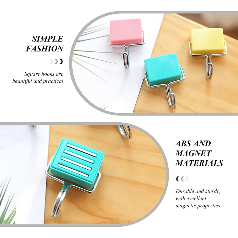 Pack of 6 Magnetic Hooks, Simple and Creative Square Hooks,