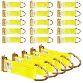 MorScan 20 Pack E-Track 2" x 6" Rope Tie-Offs, E Track Tie Down Anchors Tie Off Strap w/D Ring, for Load Securement Tie-Down in Flatbeds, Enclosed Trailers, Vans, Cars, Trucks, Pickups, Warehouses